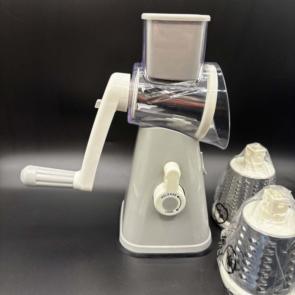 KITCHEN HQ Speed Drum Grater Gray Stainless Steel Gadget 3 Blades - Picture 4 of 5